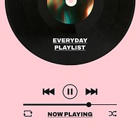 Music player  Instagram post template, vector