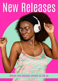 Music poster template, African American woman, vector