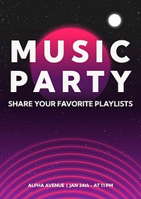 Music party poster template, entertainment, psd