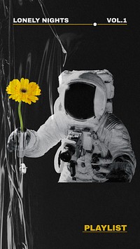 Astronaut music Instagram story template, vector