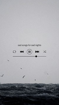 Sad music Facebook story template, vector