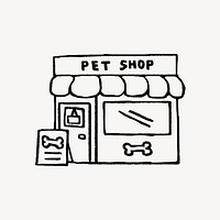 Pet shop doodle, collage element vector