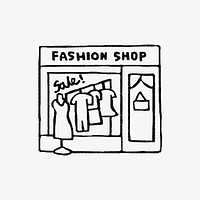 Fashion shop, doodle collage element psd