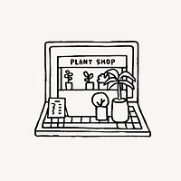 Online plant shop doodle, collage element vector