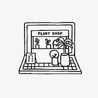 Online plant shop doodle, collage element psd