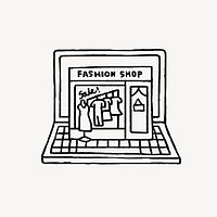 Online fashion shop doodle, collage element vector