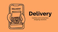 Food delivery presentation template, cute doodle vector