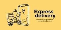 Express delivery Twitter post template, cute doodle vector