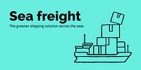 Sea freight Twitter post template, cute doodle vector