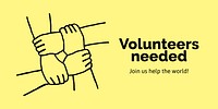 Volunteer recruitment Twitter post template, cute doodle vector