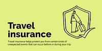 Travel insurance Twitter post template, cute doodle vector