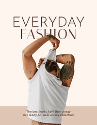Men's fashion flyer editable template, beige design psd