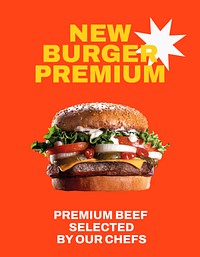 Burger restaurant flyer editable template, food branding psd