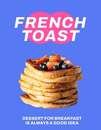 French toast flyer editable template, dessert for breakfast vector