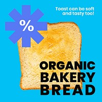 Toast breakfast Instagram post template, bakery advertisement vector