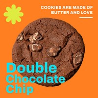 Chocolate cookie Instagram post template, dessert quote vector