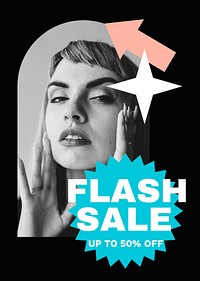 Flash sale poster editable template, fashion, shopping ad vector