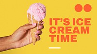 Melting ice-cream PowerPoint presentation template, yellow design vector