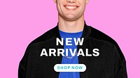 New arrivals blog banner template, fashion, shopping ad vector