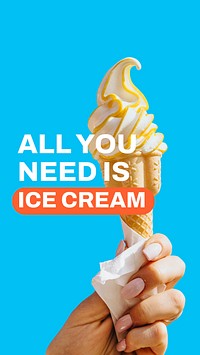 Soft serve Instagram story template, food quote vector