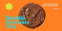 Chocolate cookie Twitter post template, dessert quote vector