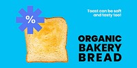 Toast breakfast Twitter post template, bakery advertisement vector