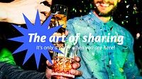 Party, celebration blog banner template, people pouring drinks photo vector