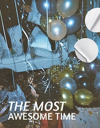 New Year flyer editable template, party balloons aesthetic psd