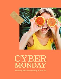 Summer aesthetic flyer editable template, cyber Monday ad vector