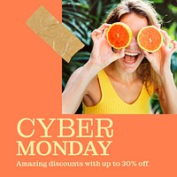 Summer aesthetic Instagram post template, cyber Monday ad vector