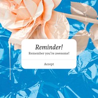 Abstract flower Instagram post template, reminder notification aesthetic vector