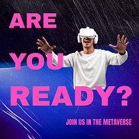 VR Metaverse Instagram post template, technology ad vector