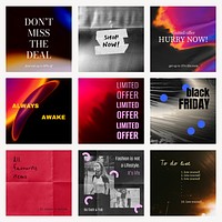 Aesthetic, abstract Instagram post template collection vector