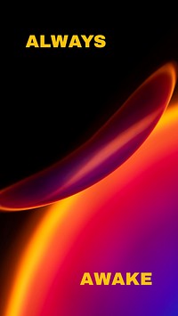 Neon fluid Instagram story template, always awake text vector