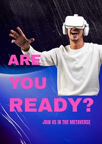 VR Metaverse poster editable template, technology ad psd