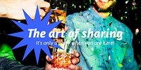 Party, celebration Twitter ad template, people pouring drinks photo vector