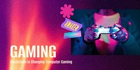 Gaming aesthetic Twitter ad template, cute memphis design vector