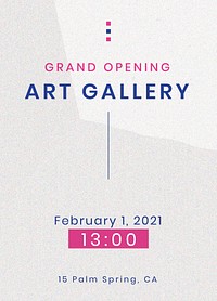 Grand opening art gallery invitation card template vector