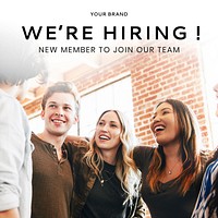 We&#39;re hiring new members to join our team social advertisement template vector