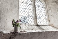Flower vase by window. Capel, United Kingdom. Original public domain image from Wikimedia Commons