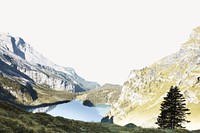 Lake collage element, beautiful scenery psd