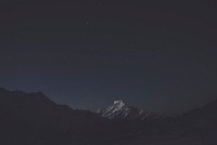 Night sky over a snow-capped mountain in Aoraki\u002FMount Cook National Park. Original public domain image from Wikimedia Commons