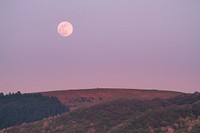 Moonrise in the sunset. Original public domain image from Wikimedia Commons