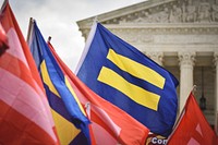 LGBT Equality Flag Outside the Supreme Court. Original public domain image from Wikimedia Commons