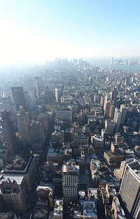 Aerial view of New York City's skyscrapers and apartment buildings on a sunny day. Original public domain image from <a href="https://commons.wikimedia.org/wiki/File:It_goes_on_for_miles_(Unsplash).jpg" target="_blank" rel="noopener noreferrer nofollow">Wikimedia Commons</a>