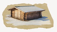 Wooden house covered in snow image element 