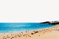 Crowded beach border, Summer travel photo psd