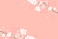 Spring background vector with pink sakura cherry blossom border