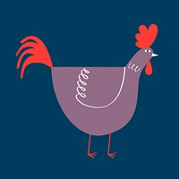 Cute rooster animal graphic on blue background