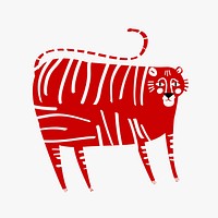 Traditional Chinese tiger red cute zodiac sign design element
